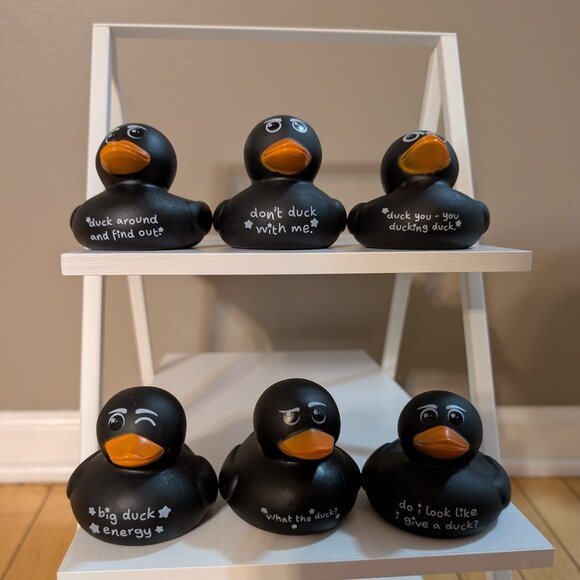Snarky Black Rubber Duck  Sassy Novelty Funny set of 6 - Picture 1 of 7
